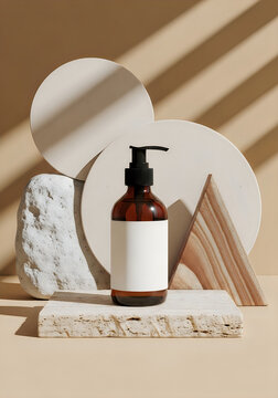 Minimal Luxury Cosmetic Pump Bottle Mockup | Modern Skincare Packaging Display Background