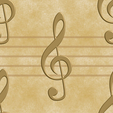 Gold Treble Clef Seamless Repeating Pattern