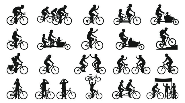 World bicycle day people of all ages enjoying various cycling activities group ride.