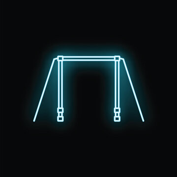 High bar or parallel bars glowing with vibrant blue light against a black background