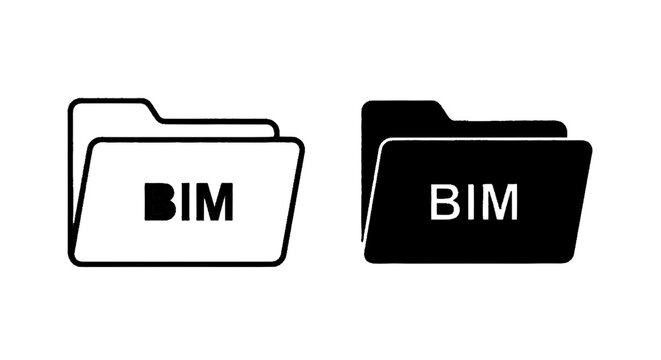 Minimal black silhouette icon, simple flat vector, bold black shape, no, no shading bim folder icon set, building information modeling concept, vector illustration on a, flat icon style