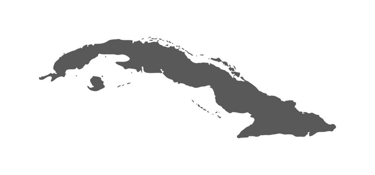 Vector illustration of a map of Cuba isolated on a transparent background.