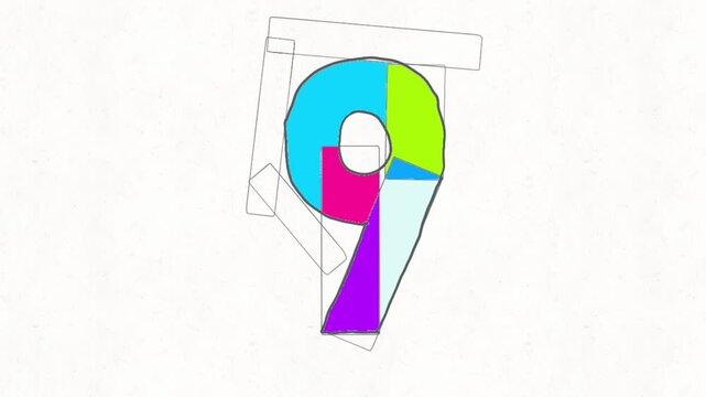 
Colorful Geometric Number Nine Illustration