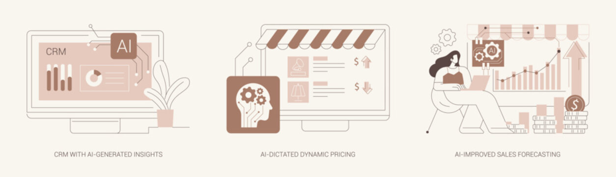 AI Technology in Sales abstract concept vector illustrations.