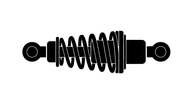 Minimal black silhouette icon, simple flat vector, bold black shape, no, no shading shock absorber icon, suspension part for vehicles, car spare part on a, flat icon style