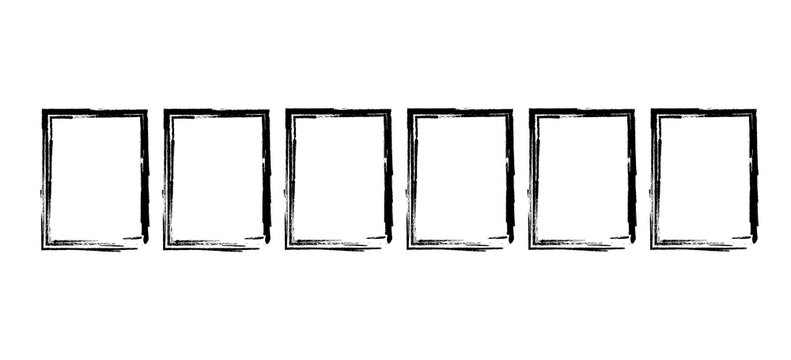 Hand Drawn Brushstroke Frame Set Artistic Rectangular Borders Template Grunge stock vector