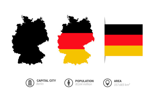 Germany map with flag and black colors