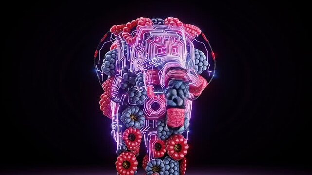 Human Head and Skull Anatomy with Brain Illustration Concept