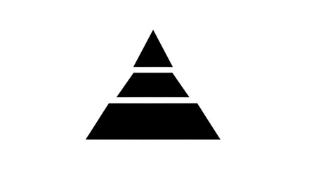 Fototapeta premium Minimal black silhouette icon, simple flat vector, bold black shape, no, no shading black pyramid icon with three horizontal segments on a, flat icon style