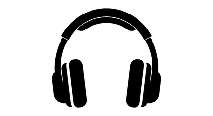 Fototapeta premium Minimal black silhouette icon, simple flat vector, bold black shape, no, no shading black silhouette of modern overear headphones on a, flat icon style