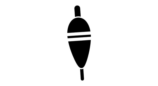 Minimal black silhouette icon, simple flat vector, bold black shape, no, no shading fishing float icon, vector illustration of a bobber for fishing on a, flat icon style