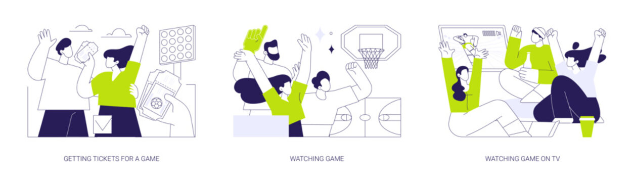 College sport fans isolated cartoon vector illustrations se