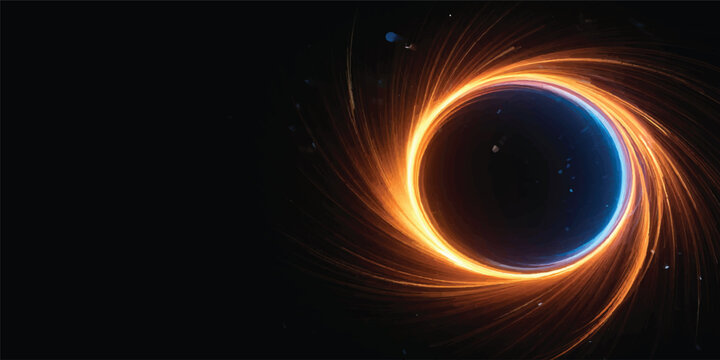 An abstract universe illustration features a glowing sun and moon casting fire and light across a dark blue galaxy where the Earth and stars align in a cosmic solar eclipse energy