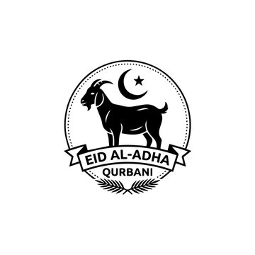 Eid Al Adha Qurbani Goat Badge Vector Logo Design