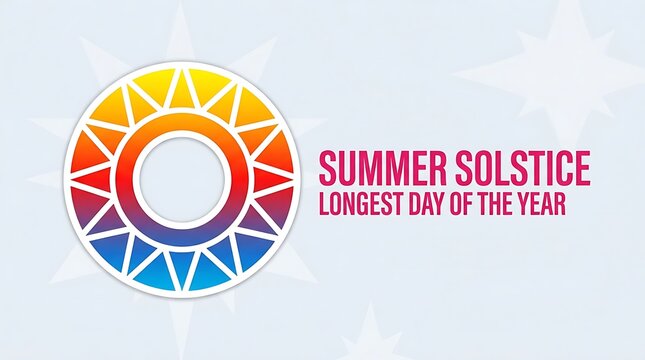 Minimalist summer solstice graphic featuring a gradient sun icon for the longest day of year