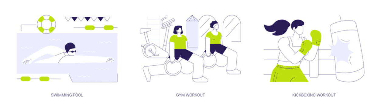 College sport facilities isolated cartoon vector illustrations se