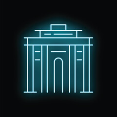 Fototapeta premium Brandenburg gate glowing in blue neon light representing travel and history
