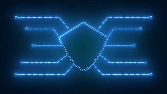 Protective shield symbol safeguards advanced cloud computing servers. Secure shield symbol visualizes global data privacy regulations. Cyber security concept with shield symbol.