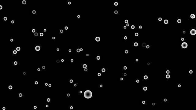 Abstract bubbles float across a dark background. Seamless bubbles provide a clean motion graphic backdrop. Creative visual effect utilizing fluid floating bubbles.