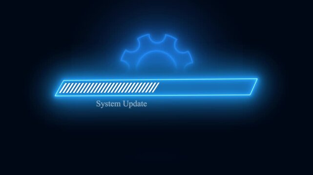 Digital progress bar monitors operating system update status. Interactive progress bar tracks software installation data percentages. Modern interface asset showing progress bar.