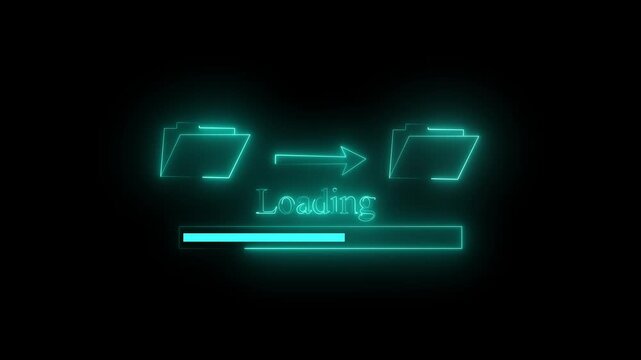 Digital loading icon tracks corporate file transfer completion. Interactive loading icon monitors network software installation data. User interface graphic showing loading icon.