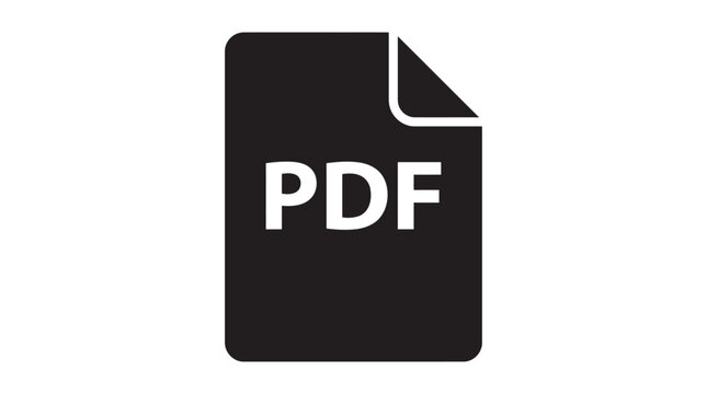 Pdf Document Icon Flat Silhouette On White Background