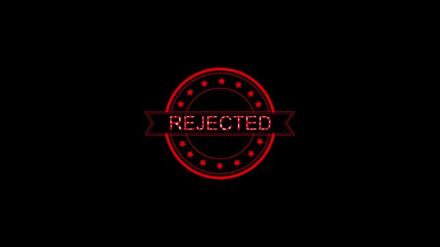 Digital rejected stamp signifies disapproved corporate document data. Modern rejected stamp visualizes denied application requests. Administrative operations utilizing a rejected stamp.