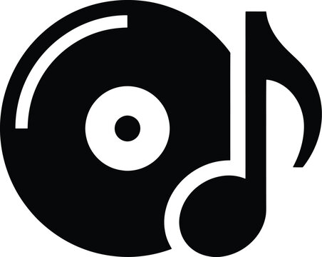 Vinyl record and musical note logo for music industry branding and marketing materials