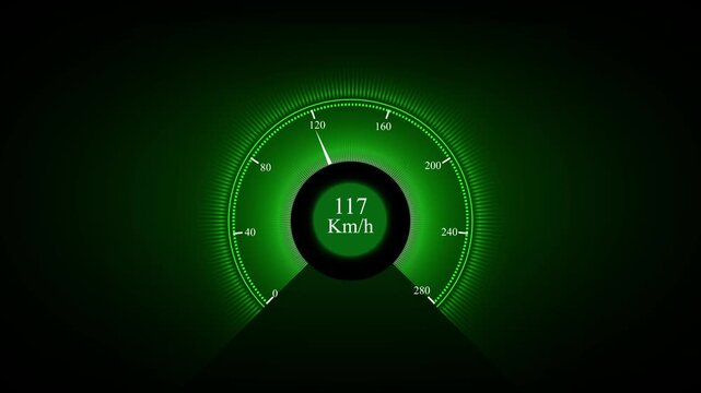 Modern speedometer monitors mechanical engine acceleration performance. Industrial speedometer visualizes broadband internet connection speed. Engineering concept with professional speedometer.