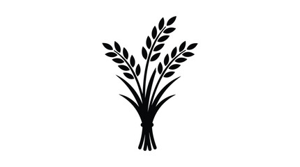 Wheat stalks silhouette on a white background simple botanical illustration © sahidabegum
