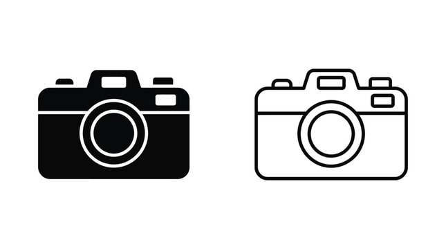 Camera Silhouette Icons With Black And White Variations