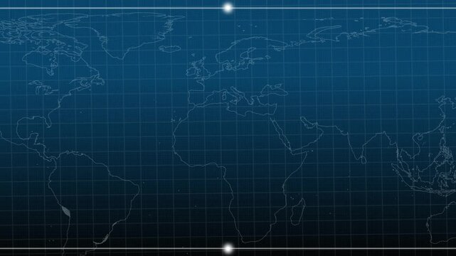 Detailed world map tracks global data communication networks. High tech world map visualizes international logistics supply chains. Cloud computing concept with world map.