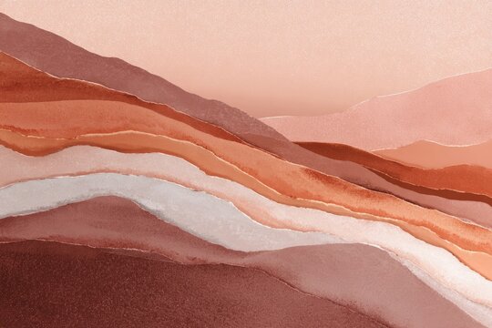 Abstract desert landscape with layers of earth tones and textured waves