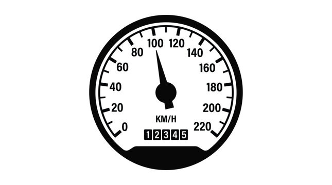 Speedometer gauge with needle black silhouette on white background