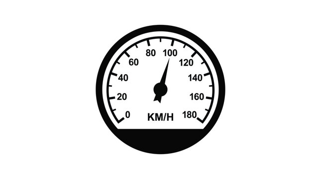 Speedometer Silhouette On White Background Kilometer Per Hour Scale