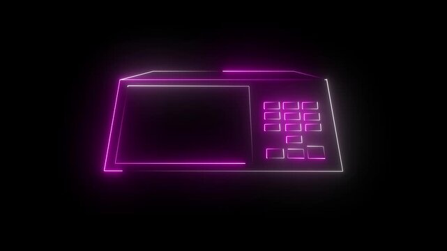 Neon pink and white color Electoral Urn icon animation on black background. Electronic machine voting urn icon