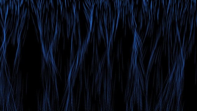 Network security digital background featuring a vertical cascade of blue particle streams for futuristic matrix code concepts and abstract high technology presentation layout 