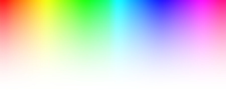Rainbow RGB gradient white transparebt background. Sun light ultraviolet spectrum. Dynamic abstract with with blurred bright rainbow gradient curve. Vector illustration