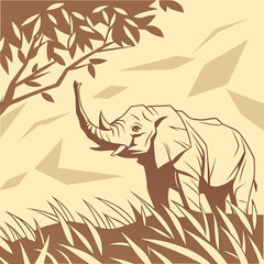 Stylized rhino illustration in savanna habitat graphic art with wildlife illustration wilderness conservation © Rayhan