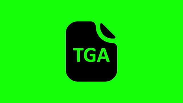 Animated TGA file icon in various modern and outline styles, appearing on a vibrant green screen background, representing graphic files.