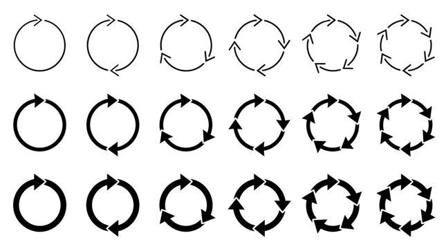 Collection of circular arrow icons for cycle and refresh concepts
