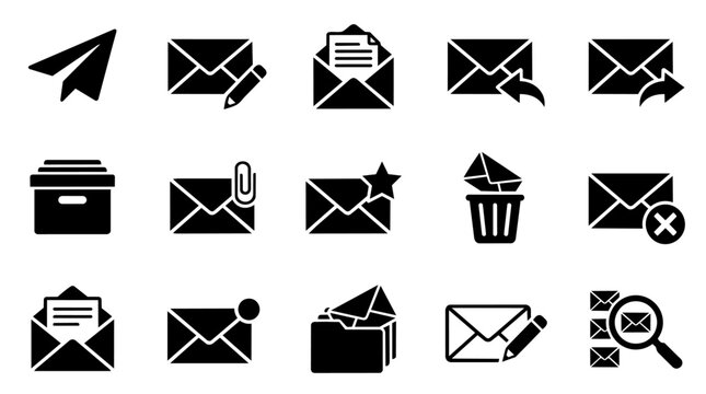 Set of email and messaging communication icons
