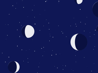Naklejka premium Moon Phase Pattern Night Sky Astrology Background