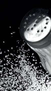The salt shaker flies up and falls down. Filmed on a high-speed camera at 1000 fps. High quality FullHD footage