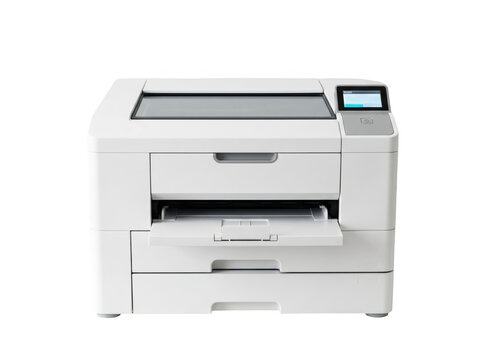 Modern white office laser printer isolated on transparent background