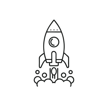 Elegant Outline Rocket Vector for Digital Art, Web Design & Forward Thinking Concepts