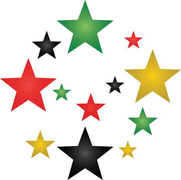 Colorful star shapes on white background for Juneteenth