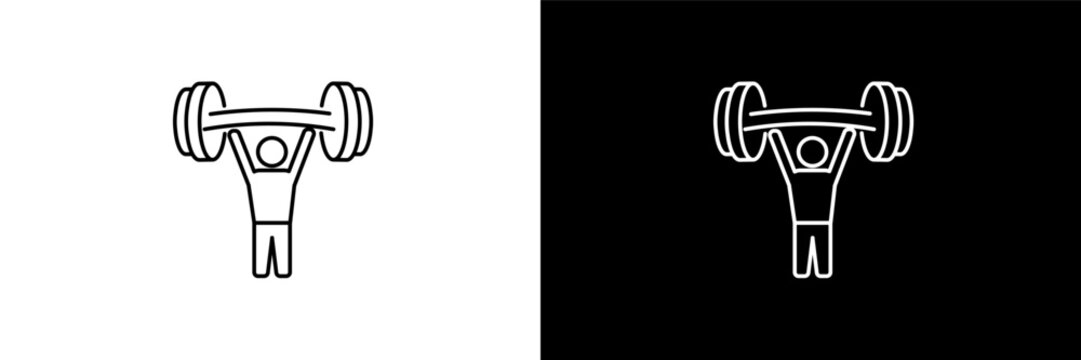 press outline icons in gym category. White and Black style linear press icon