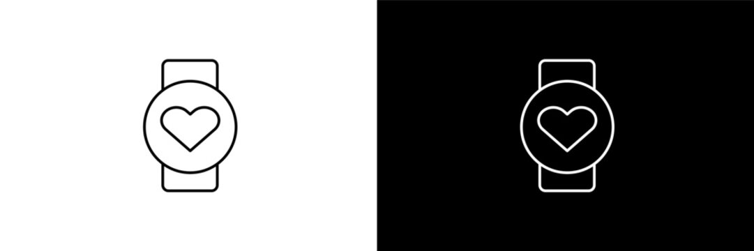 pulsometer outline icons in gym category. White and Black style linear pulsometer icon