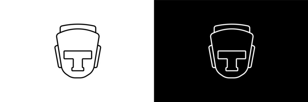 headgear outline icons in gym category. White and Black style linear headgear icon